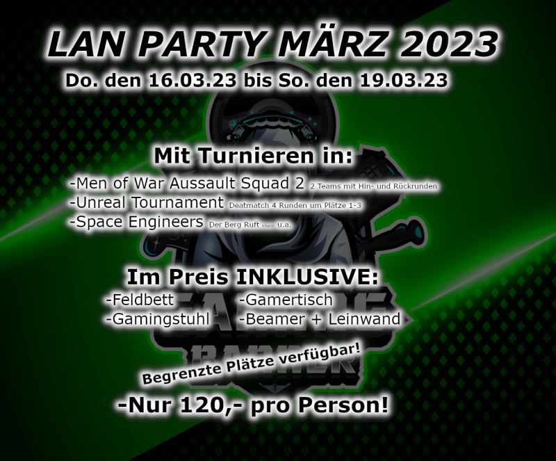 Die Gamingbanner LAN 2023 - 16.-19.03.2023 in Witten